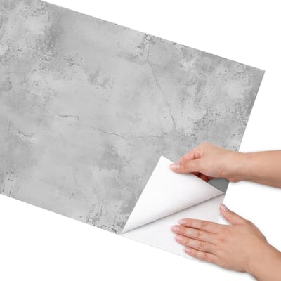 Coloray Meubel Wrap Folie - Grijs Meubelfolie - 50x100 cm - Meubelfolie Zelfklevend Grijze muur - Wrapfolie Keuken - Industrieel / Loft Meubelfolie - Decoratiefolie - Tafeldecoratie - Texturen