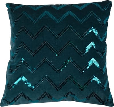Kussen Zigzag Sequin Turquoise | 45 X 45 | Sierkussen Voor Woonkamer Of Slaapkamer