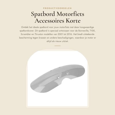 Dailygoods- Voorspatbord Korte Cover - Geschikt voor Bonneville/T100/Scrambler/Thruxton - Hoogwaardig ABS - Anticorrosie - Slijtvast - Effectieve bescherming tegen krassen - Motorfiets Spatbord