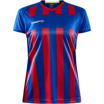 Craft Progress 2.0 Stripe Shirt Korte Mouw Dames - Royal / Rood | Maat: XS