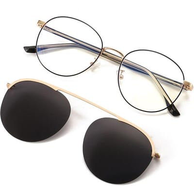 Magnetische Clip-on Brilmontuur Mannen Vrouwen Spiegelglas Bril Klein Montuur Anti Blauw Licht Computergebruik Bril UV400 7007 gray