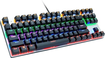 DrPhone AULA2 Mechanisch USB Bedrade Gaming Toetsenbord – 87 Toetsen + LED-achtergrondverlichting – Multimedia - Anti-Ghosting technologie met Rode Schakelaar