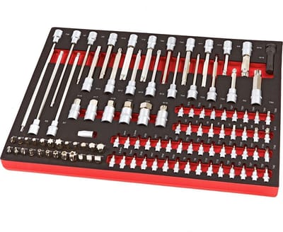 HBM Professionele 102 Delige Inbus, Torx, Hex, Rib Doppenset Foam Inlay voor HBM Gereedschapswagen