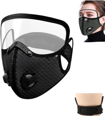 1 stuk -Neus-mondmasker - Zwart mondmasker - luxe mondkapje - medische filtering - Afneembare skibril - Gezichtsmasker met actief koolstoffilter - Beschermend gezichtsmasker voor fietsen