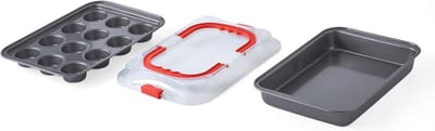 Bakken met een Complete Set van 2 Antiaanbak Pannen - 9 x 13 Cake Pan & 12-Cup Muffin Pan, Geschikt voor Afwassen