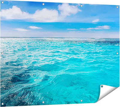 Gards Tuinposter Blauwe Caribische Zee Water - 120x90 cm - Tuindoek - Tuindecoratie - Wanddecoratie buiten - Tuinschilderij