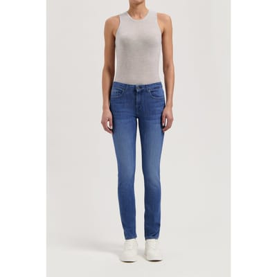 Mud Jeans Faye Low Slim Authentic Indigo Maat: W25L30 | Straight Jeans Outlet | Dames | Blauw