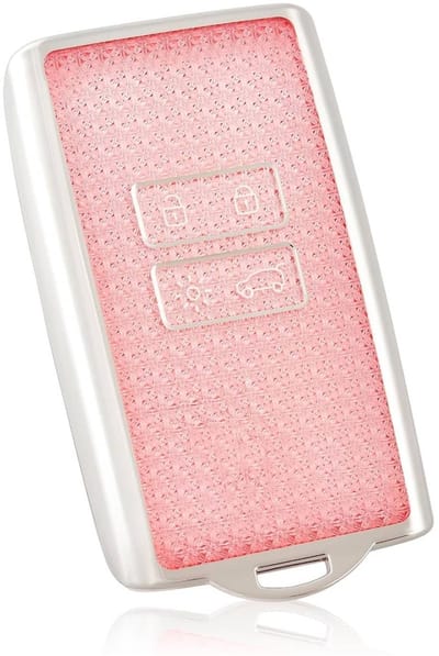 Autosleutel Hoesje geschikt voor Renault - Sleutelcover - TPU Cover Sleutelhoes - Accessoires - roze