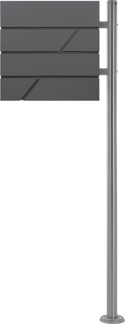 Brievenbus op voet met krantenvak 37x37x11 cm antraciet incl. staander H:120 cm ML-Design