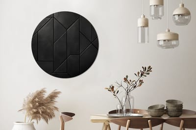 WallCircle - Wandcirkel - Muurcirkel - Zwart - Geometrisch - Tegeltjes - Aluminium - Dibond - 90x90 cm - Binnen en Buiten