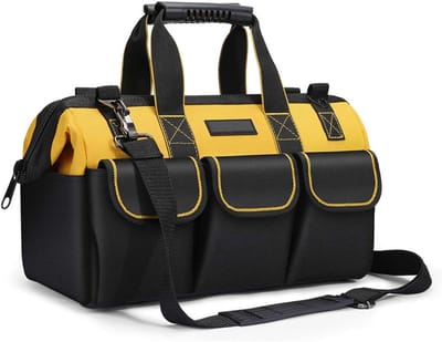 17 Inch Gereedschapstas – Stevige Tool Organizer (43×17×25 cm) – Grote Opbergtas met Verstelbare Schouderriem – Ideaal voor Gereedschap, Klussen & Doe-Het-Zelf