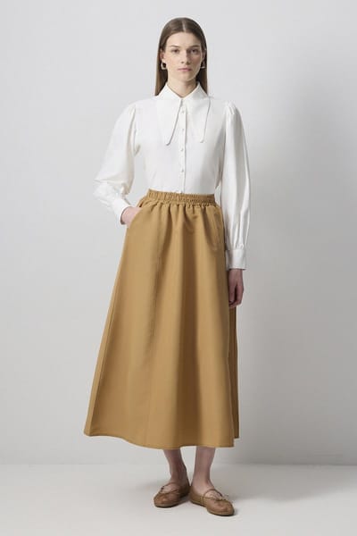 Touché Privé - Geweven rok met elastische taille - Camel - Dames
