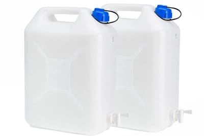 Jerrycan 20 Liter 2-Pack met Kraan voor Drinkwater – BPA-vrij – Water Jerrycans – Camping en Noodvoorraad