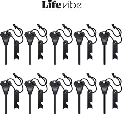 LifeVibe© Vuurstarter 10 stuks - Vuursteen Strijker - Firesteel - Firestarter Survival - Magnesium Stick