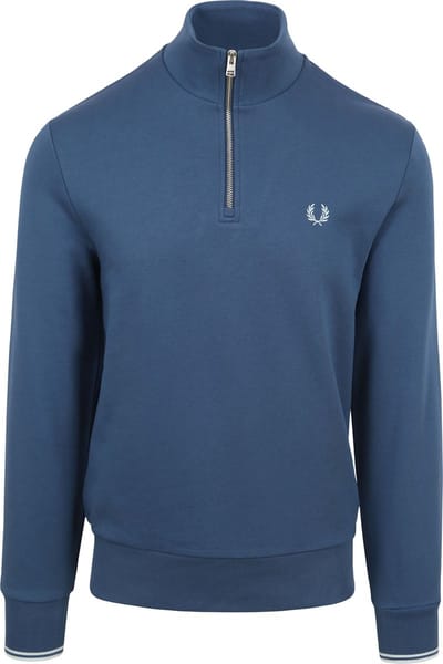 Fred Perry Half Zip Trui Mid Blauw - Maat XXL - Heren - Schipperstrui