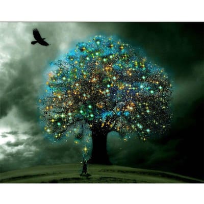 Diamond Painting Gratis Kruissteek Kit Mozaïek Borduurwerk Kruissteek Goddelijke Boom Foto Woondecoratie 20X30CM gray