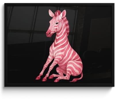 Poster in lijst - Fotolijst 80x60 cm - Posters - Zebra - Roze - Gestreept - Posterlijst zwart - Decoratie - Wanddecoratie woonkamer - Muurdecoratie slaapkamer