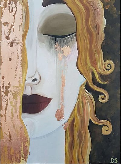 Allernieuwste.nl® Canvas Schilderij Gustav Klimt: Gouden Tranen - Kunst aan je Muur - Modern Graffiti - Kleur - 50 x 65 cm