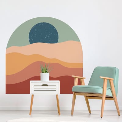 Vooraf gelijmd vliesbehang met gigantische muurschilderingen - Duin en Sterren - 90x90cm
