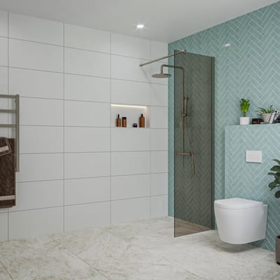 FugaFlow Eccelente Vetro inloopdouche badkamer - 60x200cm - rookglas - wandarm - gunmetal
