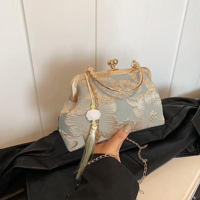 Niche Ontwerp Chinese Stijl Tas Dames Tas Nieuwe Stijl High-end Textuur Veelzijdige Ketting Eénschouder Crossbody Handtas gray
