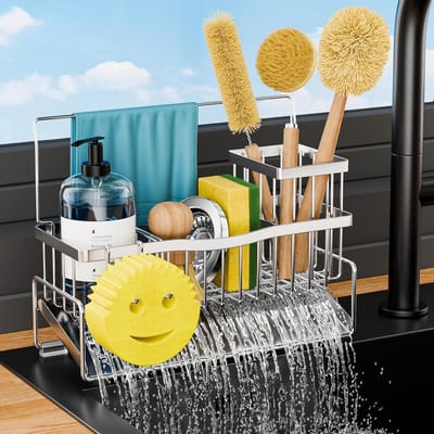 Afwas Organizer Keukentafel Caddy - RVS - Zelfafvoerende Drain - Voor een Opgeruimde Keuken - ShopVlot