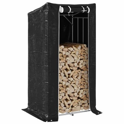 Étagère de rangement pour bois de chauffage avec housse de protection 100 x 80 x 200 cm Acier galvanisé