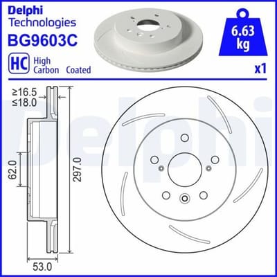 Remschijf DELPHI BG9603C, 1 stuk