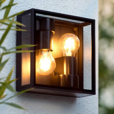 Lucide DUKAN - Plafonnière (Plafondlamp) Binnen/Buiten - 2xE27 - IP65 - Zwart