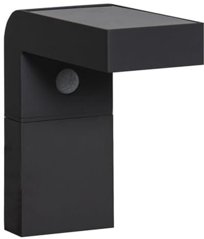 LED Wandlamp Buiten met Bewegingsmelder en Schemersensor - Solar Muurlamp van Zwart Aluminium, IP44