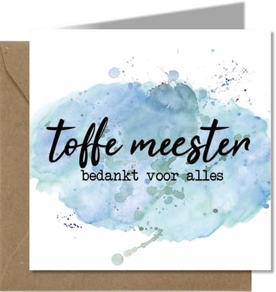 Tallies Cards - greeting - ansichtkaarten - Toffe Meester - Aquarel  - Set van 4 wenskaarten - Inclusief kraft envelop - bedankkaart - bedankt - 100% Duurzaam