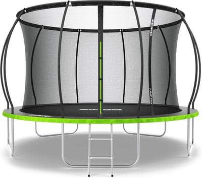 Trampoline Buiten - Springkussen Tuin - Buiten Spelen - Veiligheidsnet Inclusief - Diameter 374cm - Zwart Groen