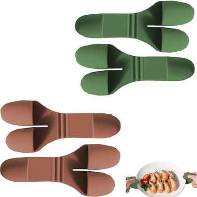 Siliconen Ovenwanten - 2 paar - Ovenhandschoenen - Pannenlap - Silicone Oven Handschoenen - Keukenhandschoen - Ovenknijphandschoenen - Hittebestendige handschoen - BBQ accesoires - Voor Koken, Bakken, Frituren - groen - bruin