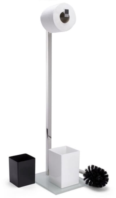 MSV WC Borstel met Rolhouder - Vrijstaand - Toilet Borstel met Rolhouder - Glas - Wit