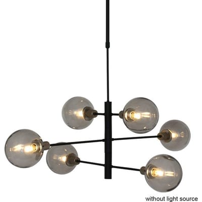 Hanglamp Steinhauer Constellation 2709ZW Zwart Glas Metaal Draaibaar en Uitschuifbaar 105-135 cm Binnen