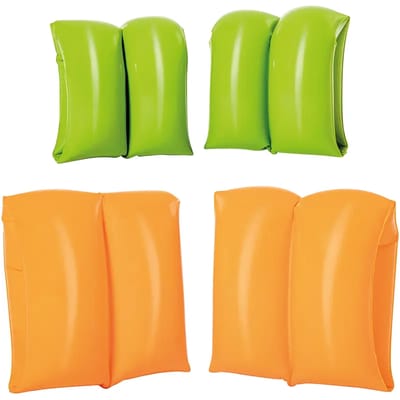 Bestway watervleugels 20cm x 20cm - 2 kleuren - Groen en Orange - 2x sets zwembandjes - drijfbandjes - voor de leeftijd 3 - 6 jaar oud