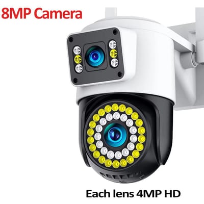 4K 8MP WiFi Camera Dubbele Lens Beveiligingscamera CCTV Dubbel Scherm PTZ AI Tracking Tweerichtingsaudio 360° Beeld Thuis Video Surveillance Yoosee 8MP Camera