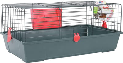 Zolux Knaagdierenkooi - Kooi - 80 cm - Grijs/Rood - Met Hooiruif