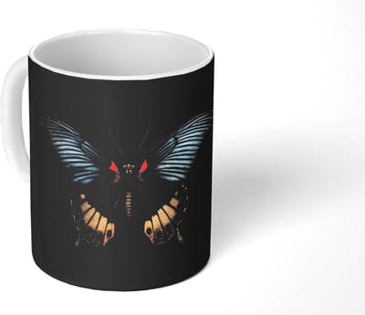 Mok - Koffiemok - Vlinder - Metaalachtig - Geometrisch patroon - Mokken - 350 ML - Beker - Koffiemokken - Theemok