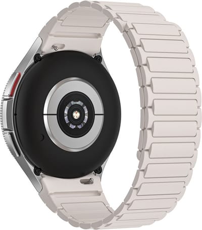 Siliconen bandje - geschikt voor Samsung Galaxy Watch 7 / Watch FE / Watch 6 / Watch 6 Classic / Watch 5 / Watch 5 Pro / Watch 4 / Watch 4 Classic - gebroken wit