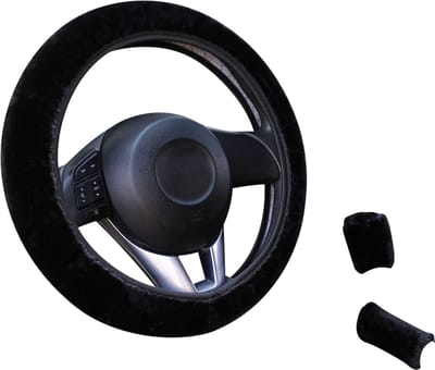 Stuurhoes Auto Set - Zacht Pluche - Zwart - Universeel - Kasey Products