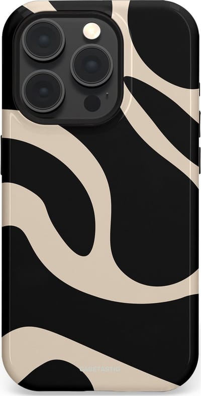 Casetastic hoesje geschikt voor Apple iPhone 15 Pro - MagSafe - Dubbellaagse bescherming - Zwart Zand Organische Golven - Fashion Case - Zwart Zand