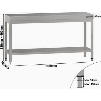 GGM Gastro Edelstahl Arbeitstisch ECO - 1800x700mm - mit Grundboden Zilver