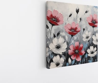 Saammp Canvas Schilderij - Grijstinten - Bloemen - Abstract - 20x20 - Foto op canvas - Wanddecoratie - Muurdecoratie Woonkamer - Kantoor Decoratie