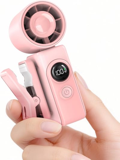 Handventilator - Draagbare Turbo Ventilator - USB Oplaadbaar - Met 360° Clip en LED Display - 4 Snelheden - Roze