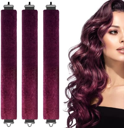 Dailygoody - krultangen zonder warmte - haarrollers zonder warmte - bescherm je haar - bordeauxrood - perfect voor lang haar - batterijloos en niet-el...