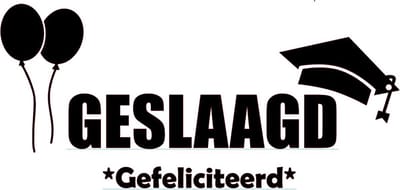 Hip met Pit Creaties Raamsticker Geslaagd met Naam - Gepersonaliseerd - 58x28cm - Eindexamen Afstuderen - Wit of Zwart