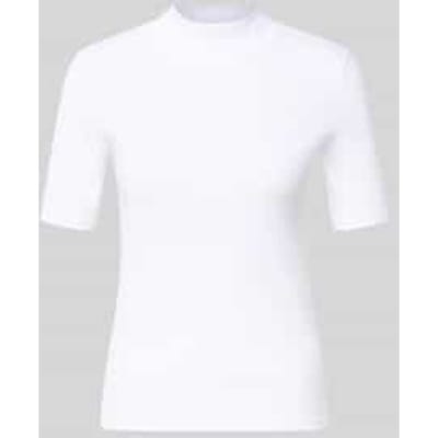 T-shirt met geribde opstaande kraag