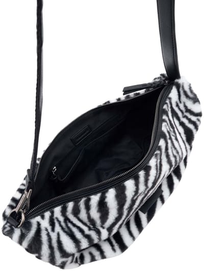 FREDsBRUDER Leren schoudertas Furry Friend Crossbag Zebra wit zwart