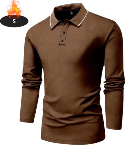 Bovista Poloshirt Heren - T-Shirt Heren - Shirt - Overhemd - Polo Shirt Lange Mouwen - Koffie - S